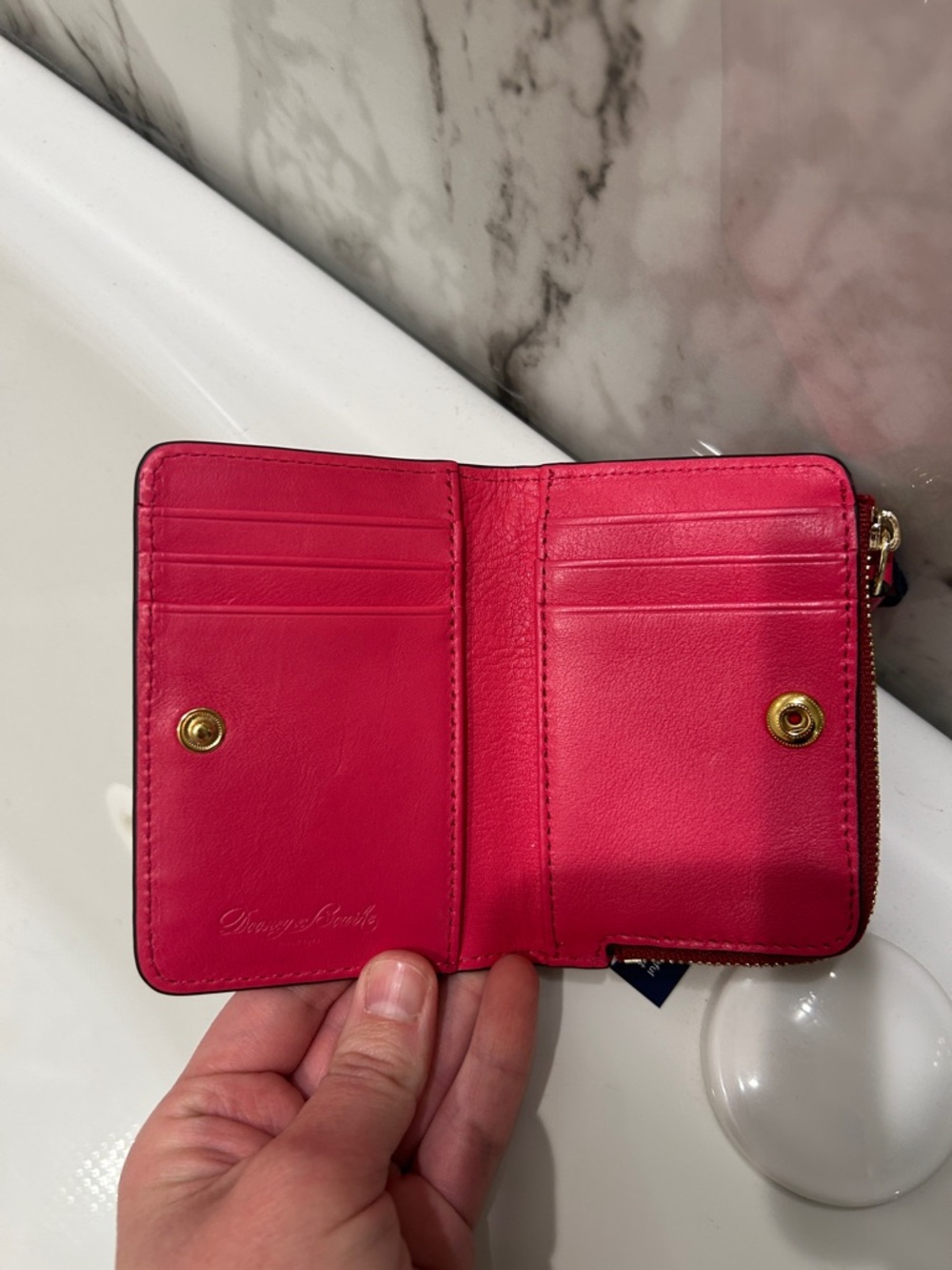 Dooney and Bourke Florentine Allison Crossbody in Fuchsia with matching wallet - Picture 7 of 8